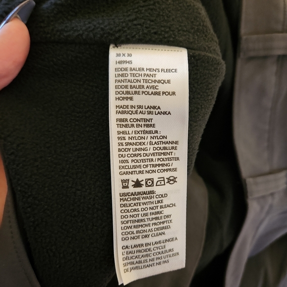 Eddie Bauer Gray Fleece Lined Tech Pants Size 38x30 Winter Outdoor Ski Hiking - Picture 8 of 12